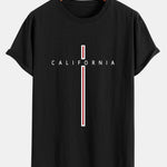 California Stripe Print Cotton Arc Hem T-Shirt