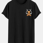 Smiley Bear Print Cotton Arc Hem T-Shirt