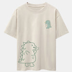 Fire-breathing Dinosaur Print Drop Shoulder Oversize T-Shirt