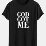 God Got Me Print Cotton Arc Hem T-Shirt