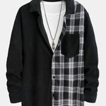Plaid Corduroy Patchwork Button Up Shirt