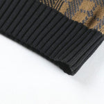 Slim Fit Knitted Plaid Paneled Hooded Sweater