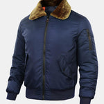 Quilted Lined Bomber Jacket With Faux Fur Collar
