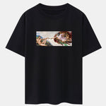 The Creation of Adam Print Drop Shoulder Oversize T-Shirt
