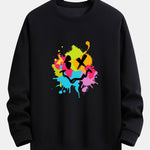 Colorful Mud Splatter Smiley Face Print Relax Fit Sweatshirt