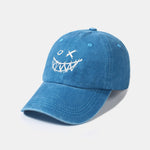 Evil Smiley Face Pattern Classic Retro Washed Distressed Cotton Baseball Cap