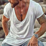 Men's Casual Cotton Blended V Neck Short Sleeve T-Shirt