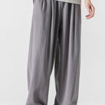 Linen And Cotton Blend Relax Fit Wide Leg Pants