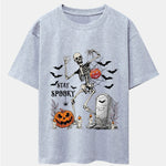Halloween Skeleton Stay Spooky Print Drop Shoulder Oversize T-Shirt