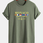 Regular Fit Monaco Slogan Print Cotton T-Shirt