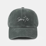 Keep Smiling Letter Casual Versatile Washed Cotton Baseball Cap