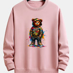 Color Splash Ink Camouflage Bear Print Relax Fit Sweatshirt
