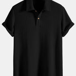 Knitted Waffle Polo Shirt & Waffle Drawstring Shorts