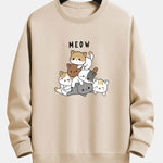 Cute Cat Print Relax Fit Sweatshirt