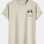 Pocket Panda Print Cotton Arc Hem T-Shirt