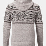 Aztec Geometric Pattern Zip Hooded Sweater