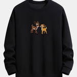 Two Little Deer Print Relax Fit Sweatshirt