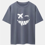 Dissolved Smiley Face Print Drop Shoulder Oversize T-Shirt