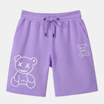 Line Shaped Bear Print Shorts