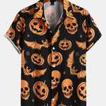 Halloween Pumpkin Skull Print Shirt