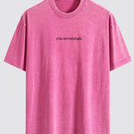 Slogan Print Washed Distressed Drop Shoulder T-Shirt