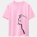 Cat Silhouette Print Drop Shoulder Oversize T-Shirt