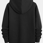 Long Sleeve Waffle Half Button Placket Arc Hem Hooded T-shirt & Drawstring Waffle Jogger Pants