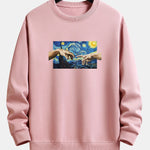 Hand Oil Painting Style Print Relax Fit Sweatshirt