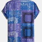 Paisley Bandana Print Button Up Shirt #Random Pattern Design# & Swim Shorts