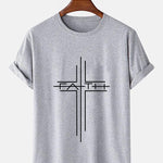 Faith Crucifix Line Print T-Shirts