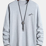Long Sleeve Mountain Graphic Print Cotton T-Shirt