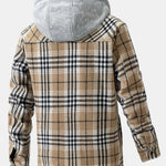 Teddy Fleece Lined Detachable Flannel Plaid Hooded Coat