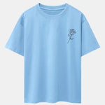 Simple Rose Print Drop Shoulder Oversize T-Shirt