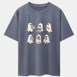 Ghost Reading Book Print Drop Shoulder Oversize T-Shirt