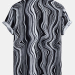 Marble Texture Print Button Up Shirt
