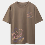 Colorful Bear Print Drop Shoulder Oversize T-Shirt