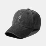 Line Rose Pattern Washed Cotton Decorative Baseball Cap