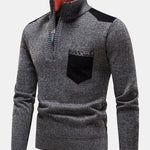 Contrast Pocket Panel Half Zip Sweater