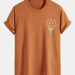 Regular Fit Dissolving Heart Smiley Face Print Cotton T-Shirt