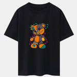Tattered Bear Print Drop Shoulder Oversize T-Shirt