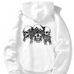 Three Wise Skulls Back Print Hoodie