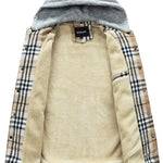 Teddy Fleece Lined Detachable Flannel Plaid Hooded Coat
