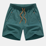 Solid Zip Pocket Swim Shorts