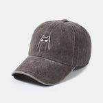 Sunglasses Cat Pattern Classic Retro Washed Distressed Cotton Baseball Cap