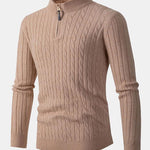 Braided Mock Neck Quarter Zip Sweater