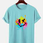 Colorful Mud Splatter Smiley Face Print T-Shirt