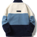 Color Block Zip Up Teddy Coat