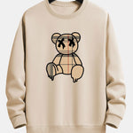 Plaid Pattern Dissolving Bear Print Relax Fit Sweatshirt