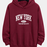 New York Slogan Print Relax Fit Hoodie