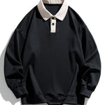 Relax Fit Contrast Waffle Polo Sweatshirt